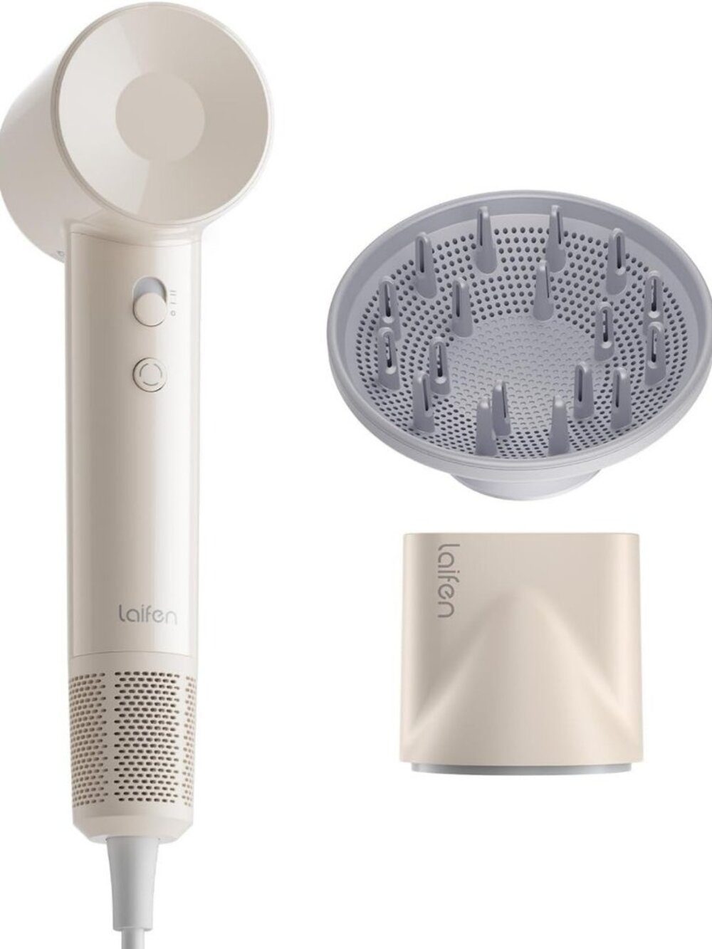 High-Speed Ionic Hair Dryer with Diffuser - Lightweight, Fast Drying, Milktea